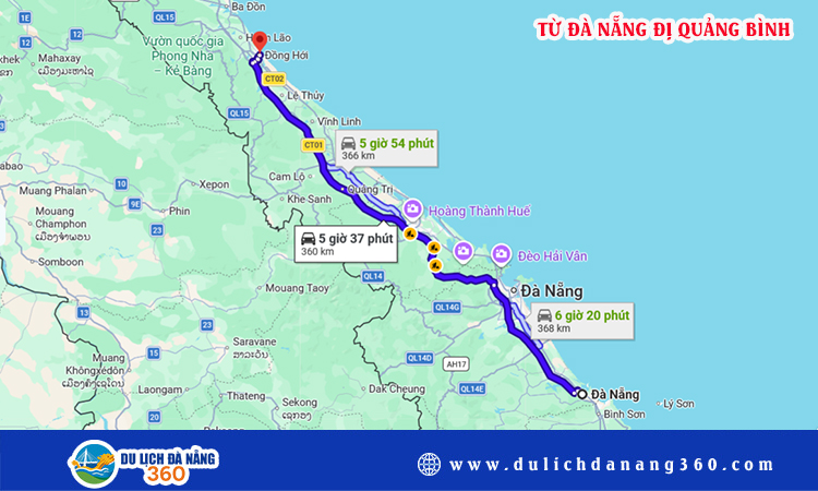Từ Đà Nẵng đi Quảng Bình bao nhiêu km