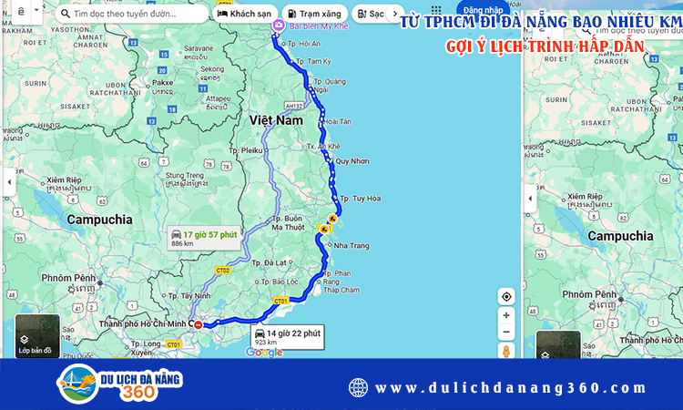 Từ TPHCM đi Đà Nẵng bao nhiêu km?